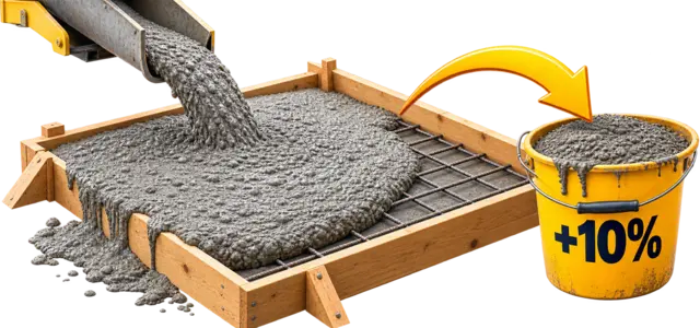Concrete being poured with wastage bucket